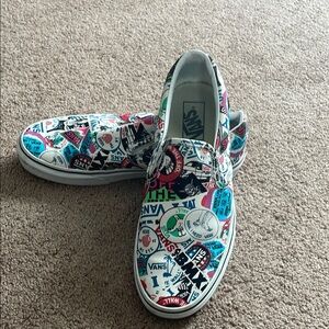 Vans Colorful Logo Pattern Slip-Ons